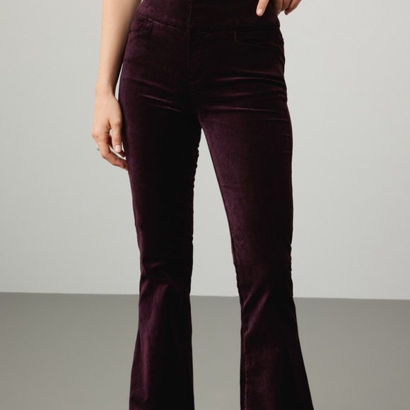 PAIGE Lou Lou Black Cherry Velvet Pants, 6 - Picture 3 of 10